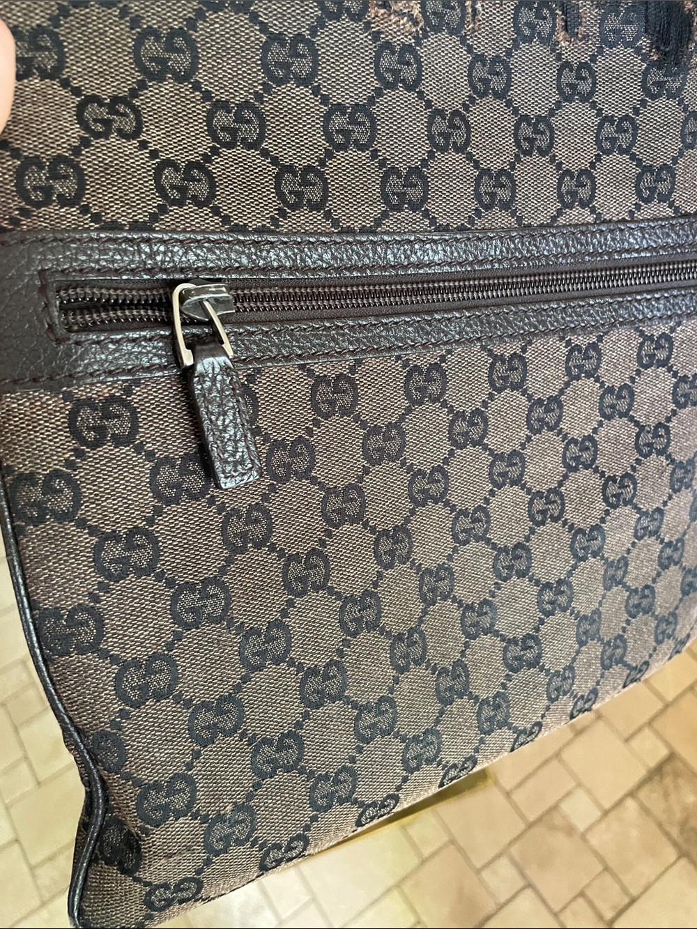 AUTHENTIC Gucci Brown Monogram Crossbody Bag - Brown As Is Project Rehab - Picture 6 of 16